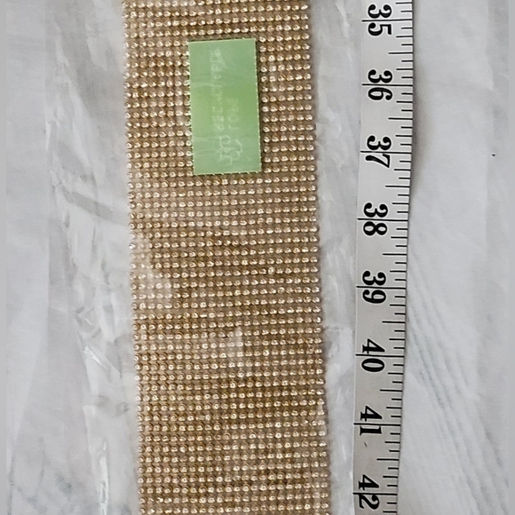 Full Rhinestone Crystal Mesh Pave Wide Belt Gold Black Silver Adjustable Womens main image 16